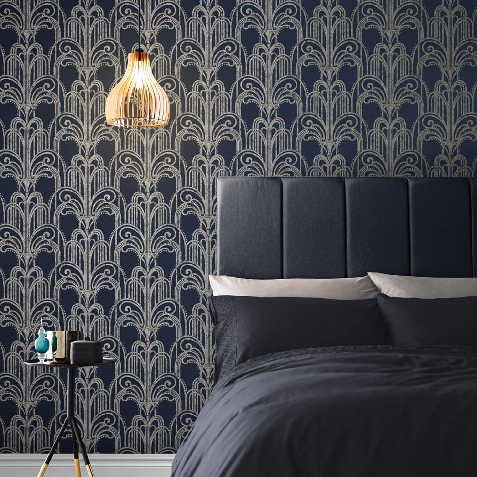 Art Deco Wallpaper 105920 By Graham Brown In Midnight Blue